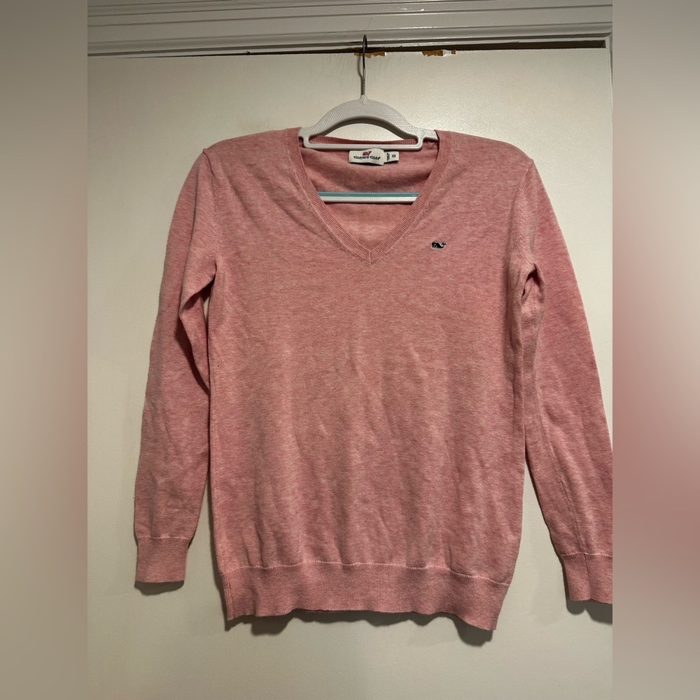 Vineyard Vines Women's Sz: XS Pink V-Neck Cotton Lightweight Pullover Sweater.